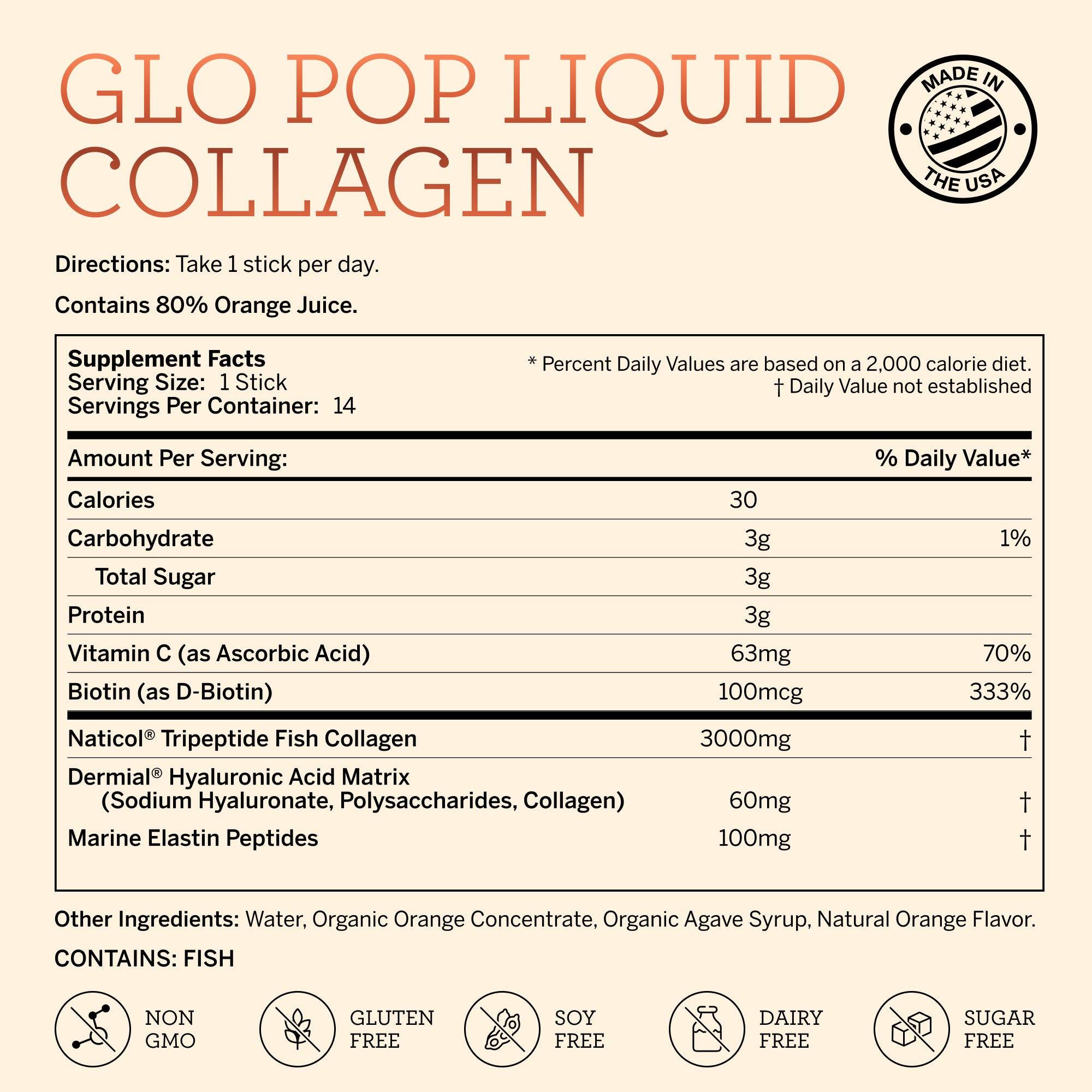 Glo Pop Liquid Collagen - 14 Servings
